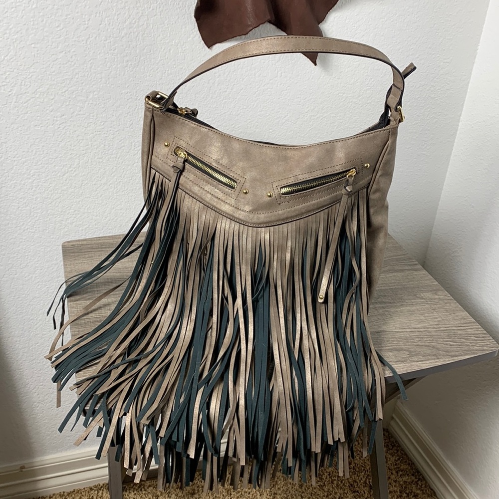 Apt 9 Tan Fringe Shoulder Bag